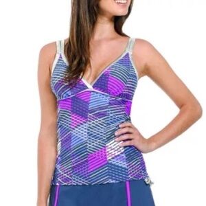 NWOT Free Country Swim Tankini Top Only Women’s Sz M 8/10 Raspberry